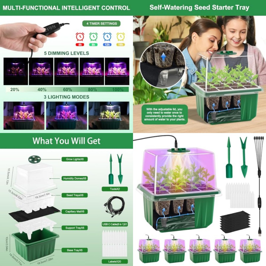 Seed Starter Trays - Baki Semai Benih dengan Lampu, 6