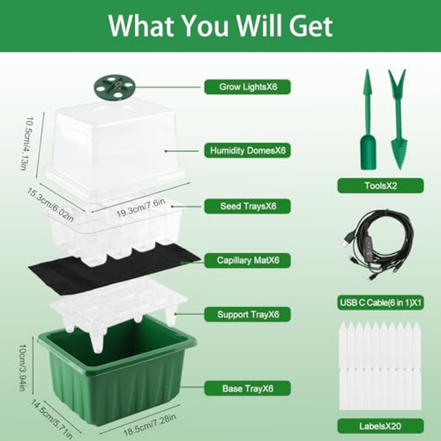 Baki Semai Benih dengan Lampu, - Seed Starter Trays ulasan dan harga
